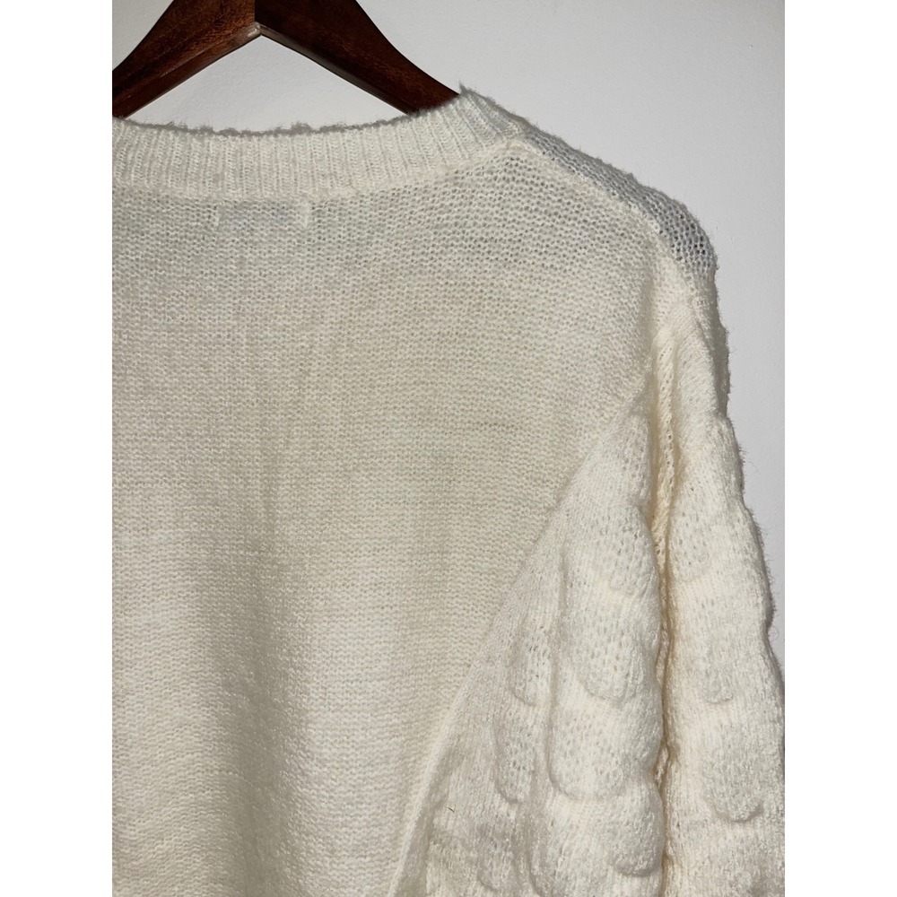 MOON RIVER Anthropologie Ivory Dotted Texture Knit Crew Neck Sweater Women's | S - Picture 11 of 12